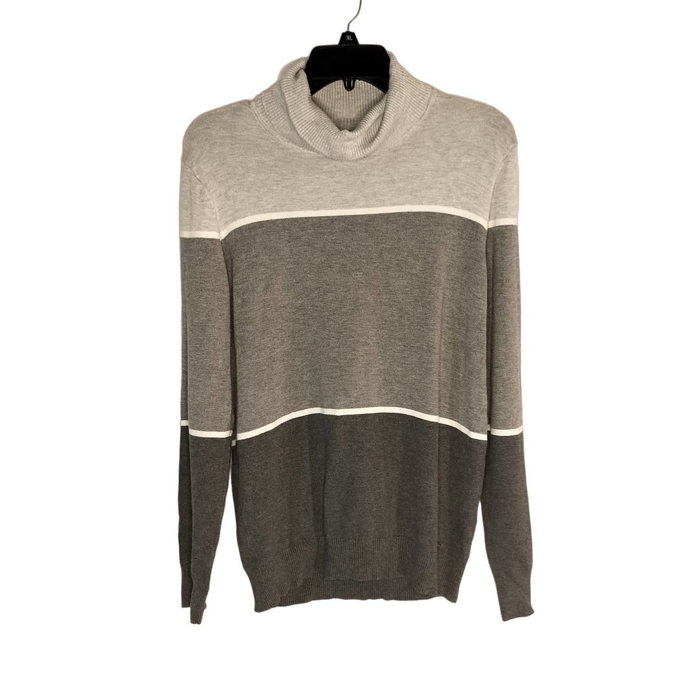 Calvin Klein Gray Striped Turtleneck Sweater Size L